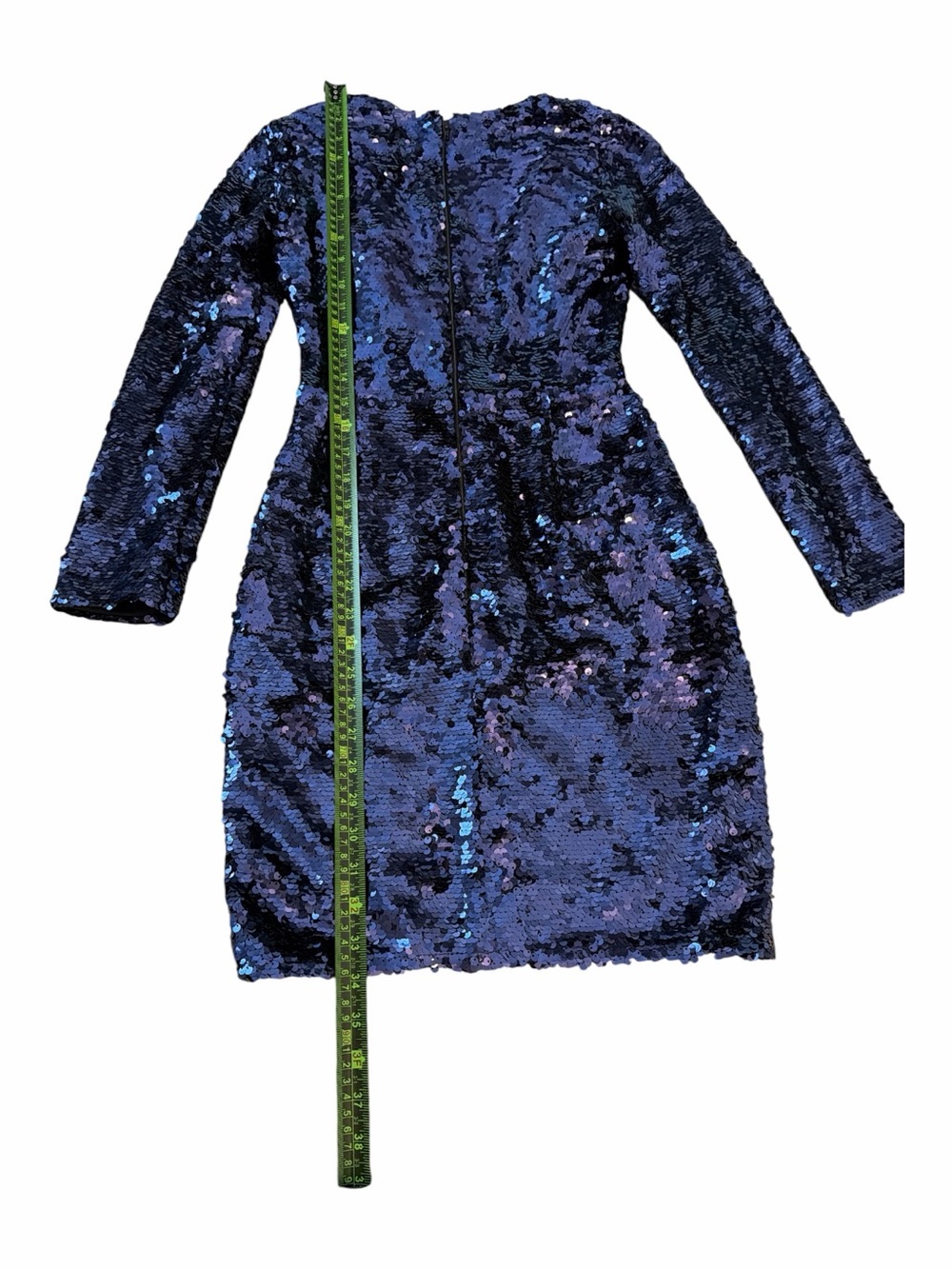 NWT ASOS Navy Sequin Plunge Neck Bodycon Mini Dress Long Sleeve US 2 - Picture 11 of 16